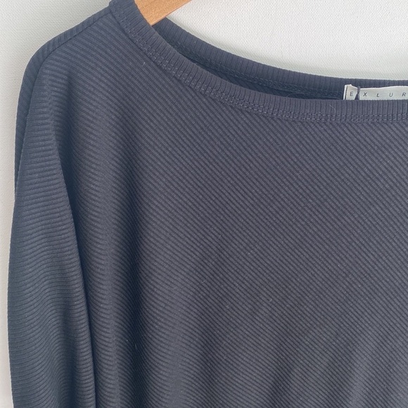 Exlura Black Long Sleeve Off Shoulder Top Batwing Casual Oversized Solid Tee, M - Picture 7 of 10